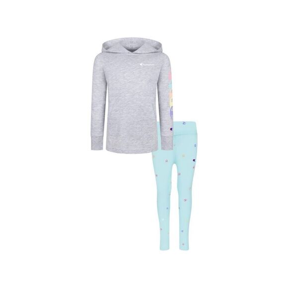 Oxford Heather Overlap Logo Lightweight Hoodie & Leggings - Toddler & Girls Size - Picture 1 of 3